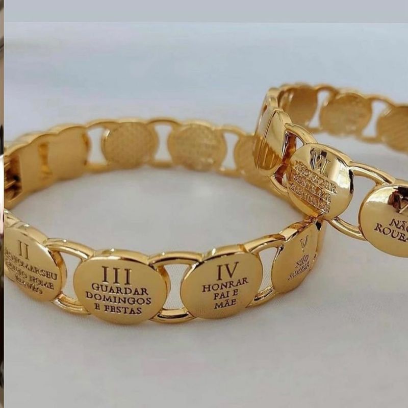 Bracelete 10 mandamentos pulseira feminina luxo semi joia