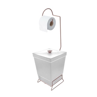 Lixeira com Suporte de Papel Higiênico Rose Gold - Stolf