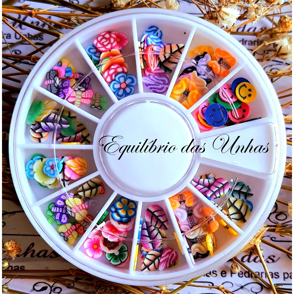 Disco Pedrarías Fimo, 12 divisórias joias para unhas e nail art, decoracao, manicure.
