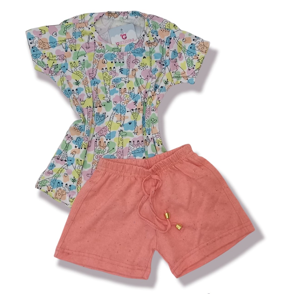 kit camisa e short Infantil para Meninas - Short + Camisa Manga Curta 🌞**