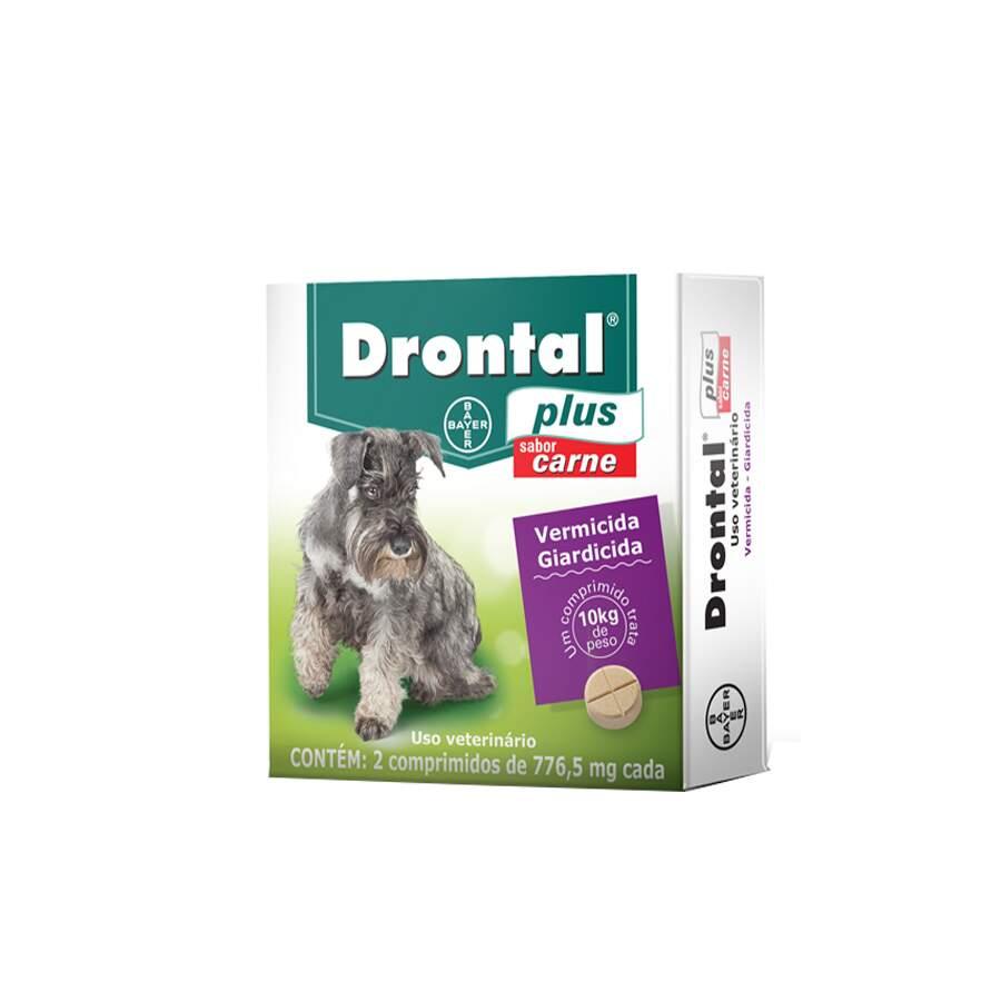 Vermífugo Drontal Plus Para Cães Até 10Kg Sabor Carne com 2 Comprimidos