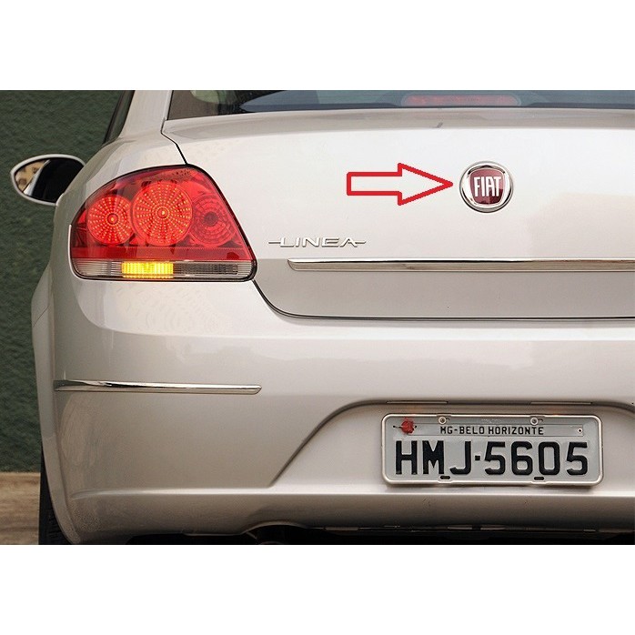 Emblema Porta Malas Fiat Linea Vermelho 9,5cm