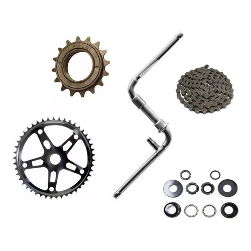 Kit Bike Pédevela+coroa+catraca+corrente+pedal+mc