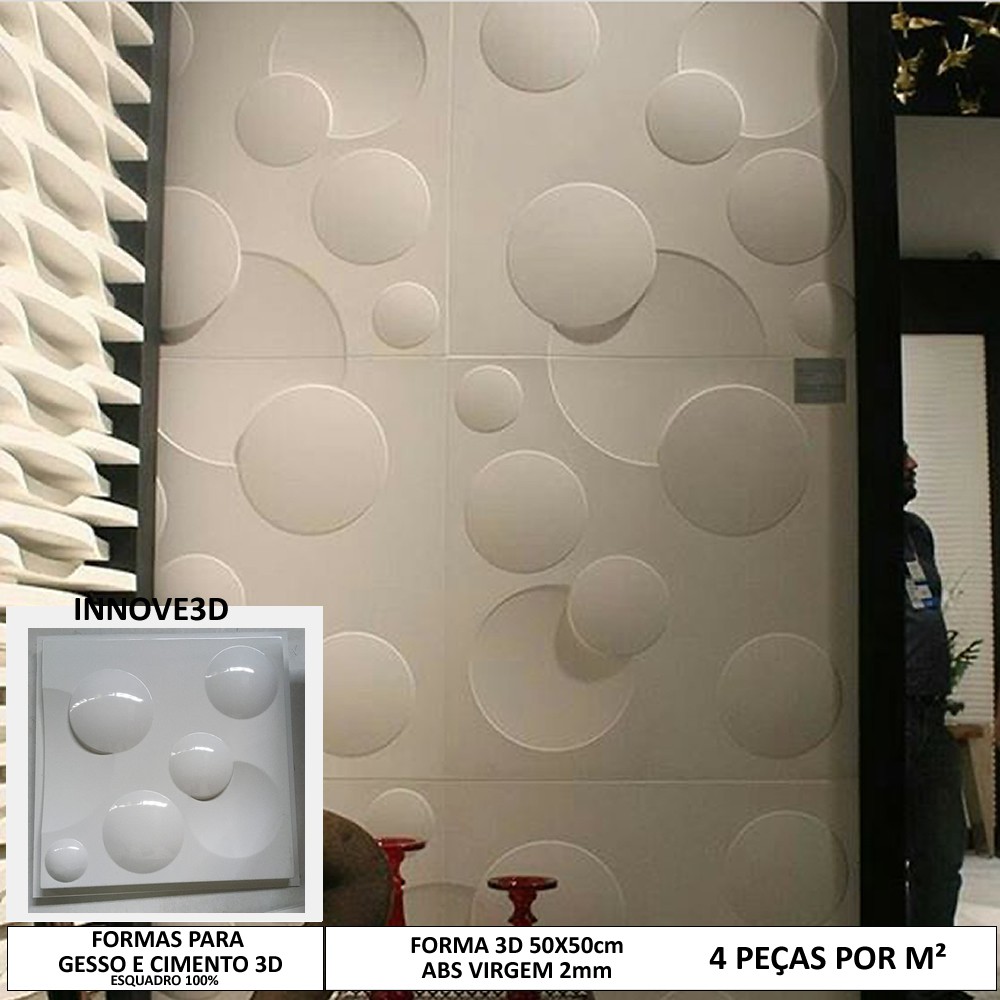 Forma Gesso 3d Luna 50x50cm Abs 2mm Molde Para Gesso cimenticio 3d