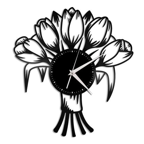 Flor Tulipa Floricultura - Relógio Disco De Vinil Decoração