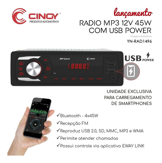Radio App/usb/sd/mp3/fm/wma/bt/4x45w/c/ Usb Power 