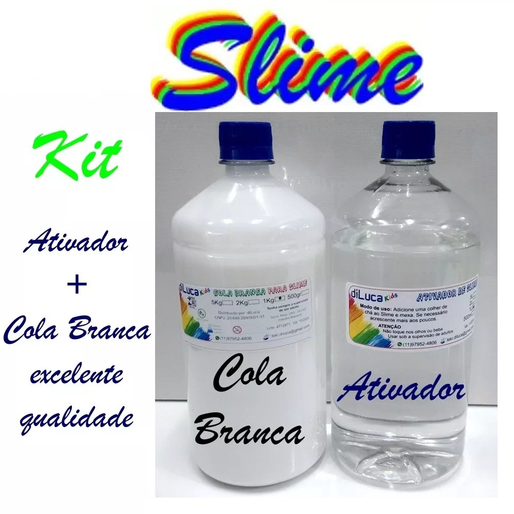 Slime - Cola Branca + Ativador - 1kg cada em Oferta na Shopee