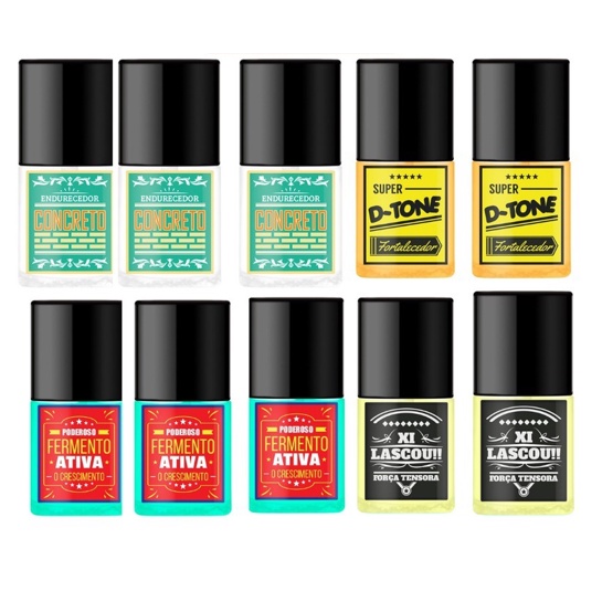 Kit 10 bases variadas endurecedoras - Top Beauty em Oferta na Shopee