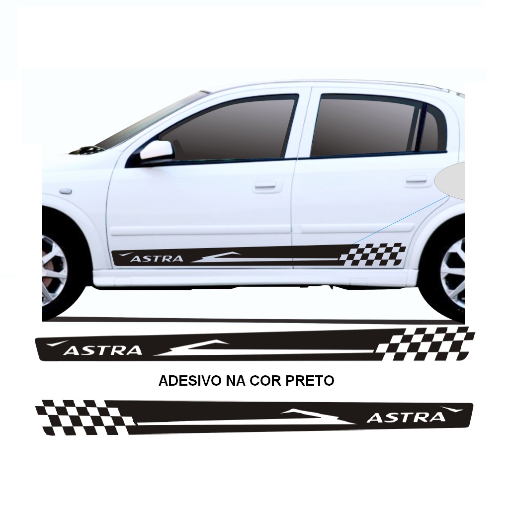 Adesivo Decorativo Para Astra Hatch OU Sedan Kit Faixa Lateral Modelo Escrito Astra