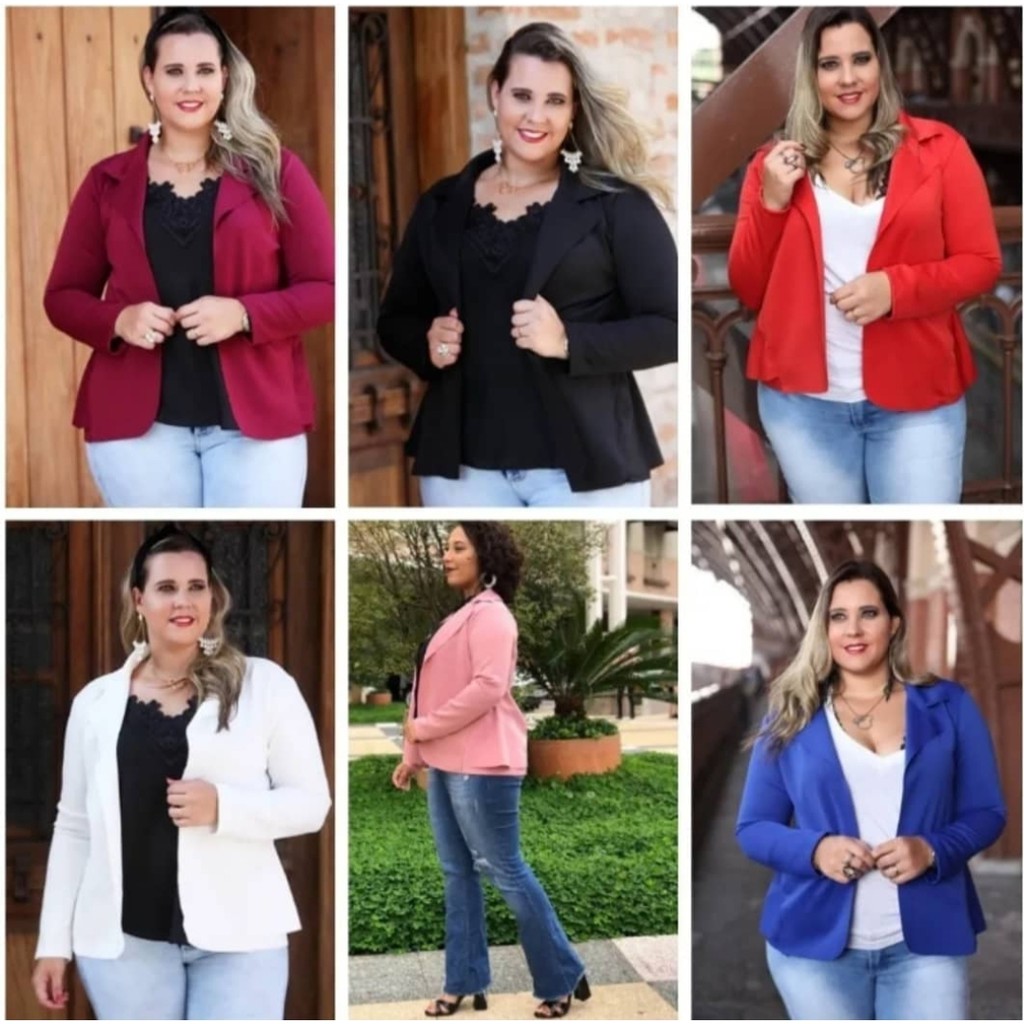 Blazer Casaco Neoprene Plus Size G1 G2 G3 Feminina Shopee Brasil