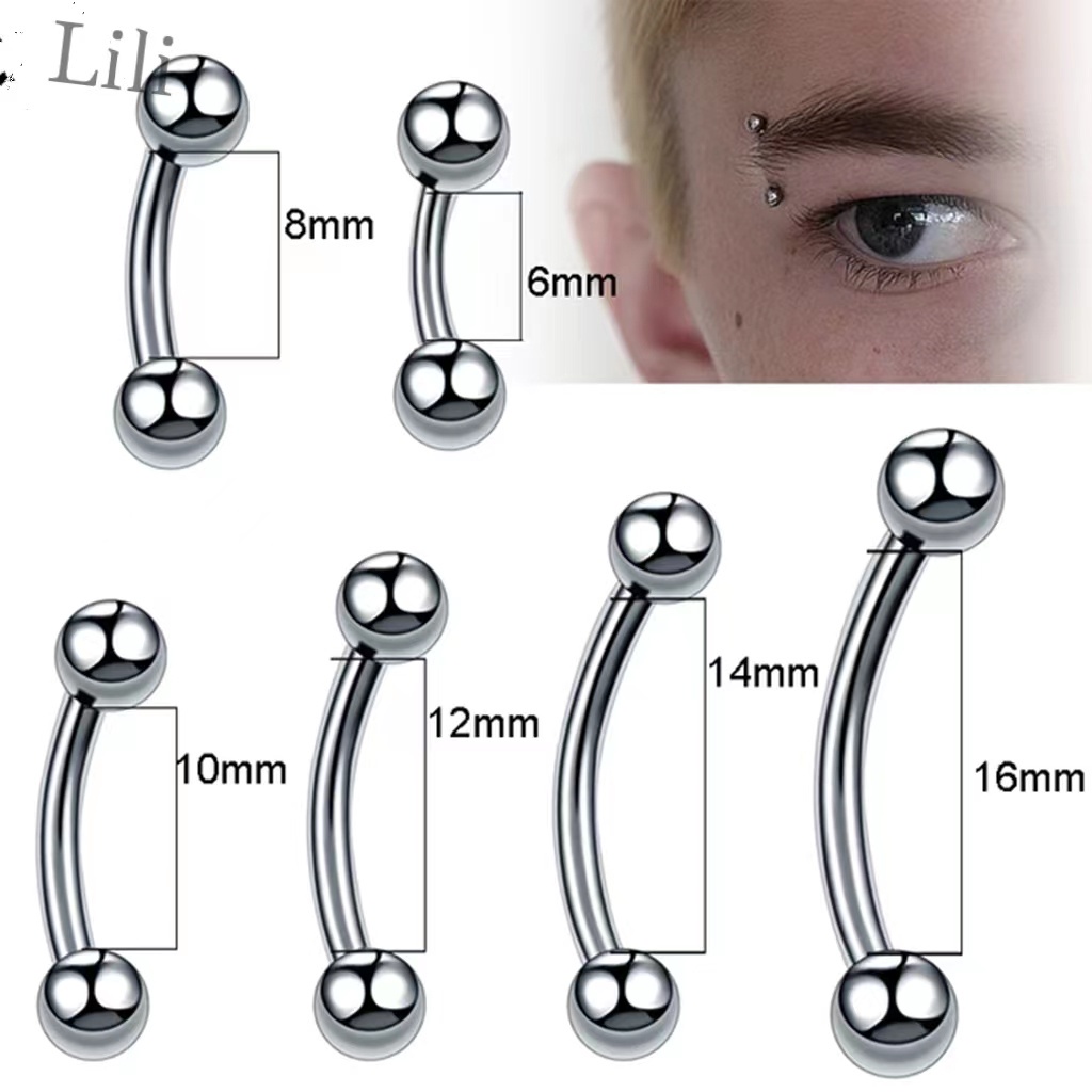 24 Pçs piercing micribell curvo +piercing microbell reto  Aço inoxidavel Cirúrgico Vertical Labret, Sobrancelha, Labios aço  bolinha unissex
