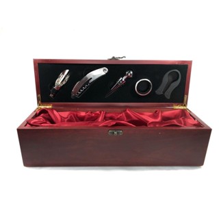 Kit Vinho Com 5 Peças Com Estojo E Porta Vinho De Madeira! em Oferta na Shopee