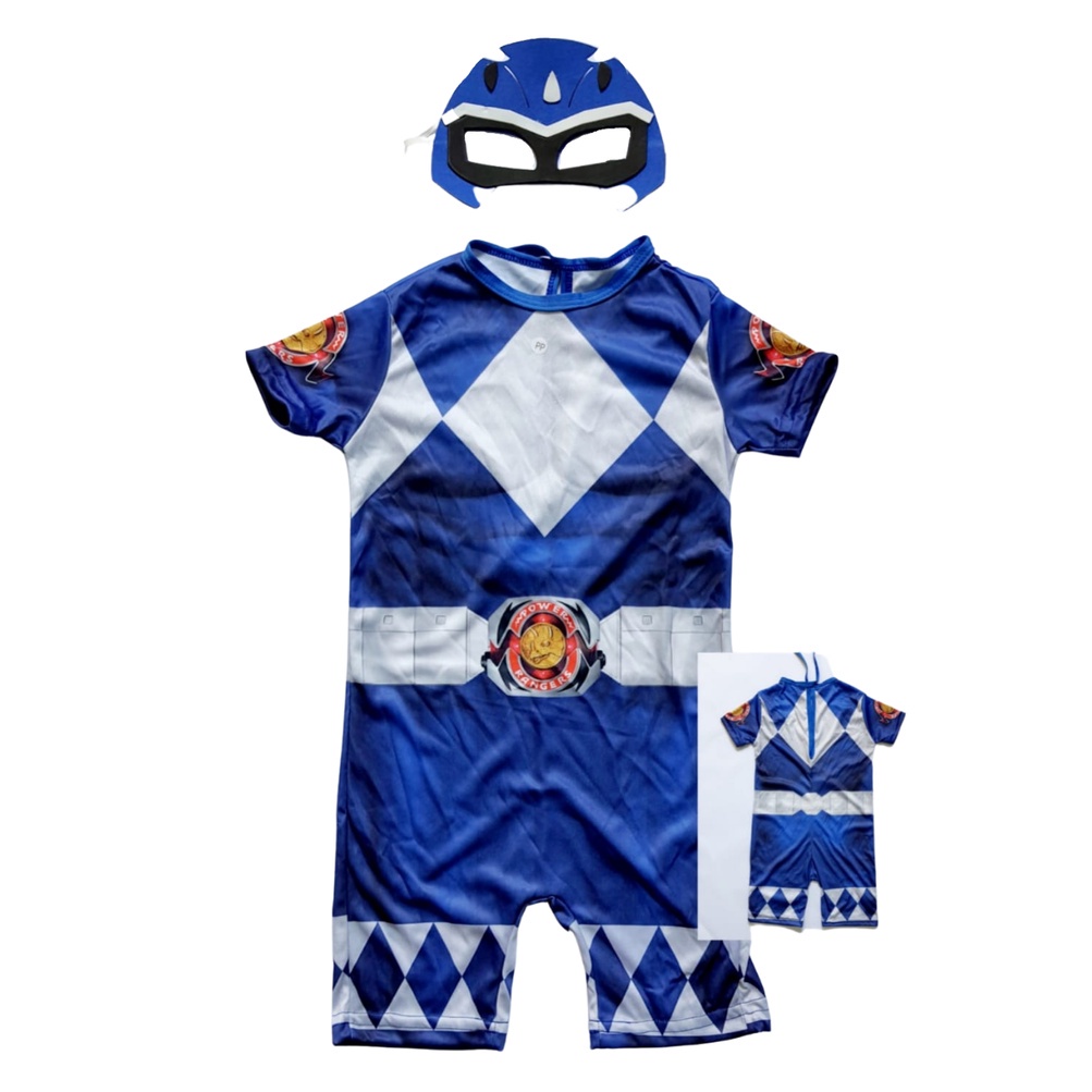 Roupa Fantasia Temática Power Ranger Azul Infantil Masculina Heróis em Oferta na Shopee