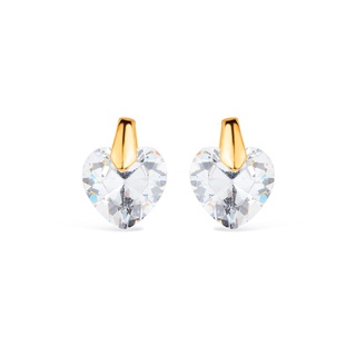 Brinco de Pedra Zircônia em formato de Coração Banhado a Ouro 18K- Semi Jóia de Luxo (BR 33)