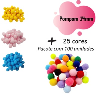 Pompom Colorido - 14 mm - Pacote com 100 Unidades em Oferta na Shopee