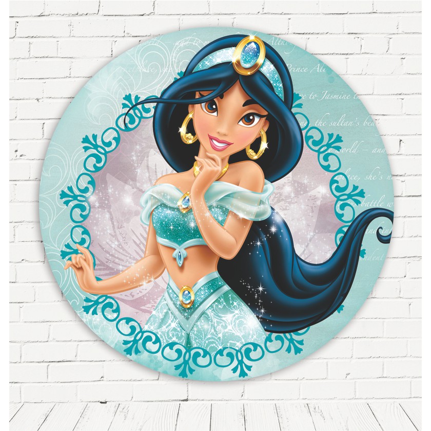 Painel Redondo Sublimado 3D Princesa Jasmine 1,50 X1,50 Mtr Com ...