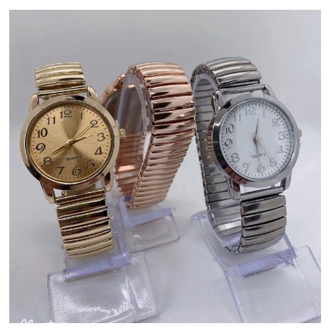 Relógio de pulso Feminino Quartz Pulseira Elástica analógico dourado rose
