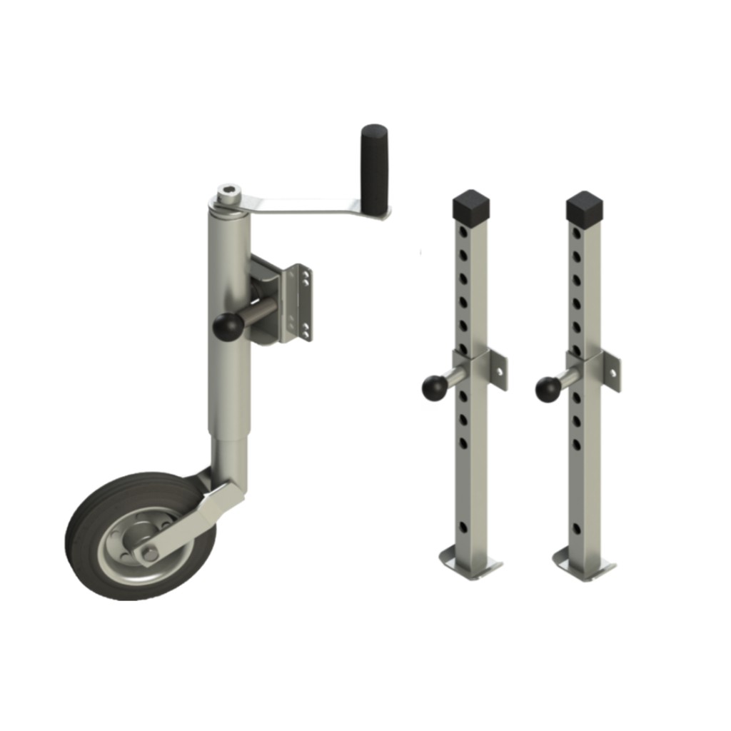 Pedestal Pé Apoio Roda Louca Maluca Suporte Escamoteável 02 Pés de Apoio Carretinha Reboque Trailer
