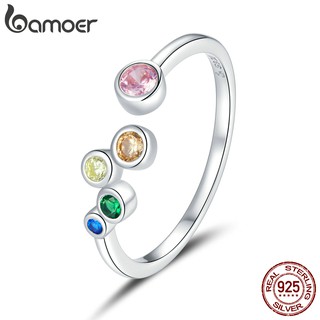 Bamoer 925 Sterling Sliver Bolhas Coloridas Anel Acessórios De Moda Para As Mulheres Fit Wedding Engagement Declaração Bsr149