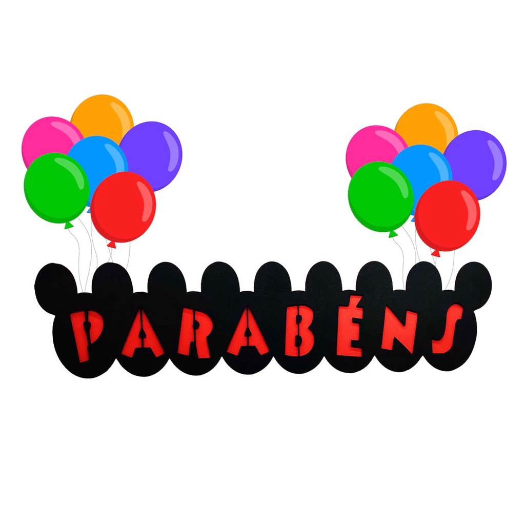 Faixa Decorativa - Feliz Aniversário Mickey Mouse E V A