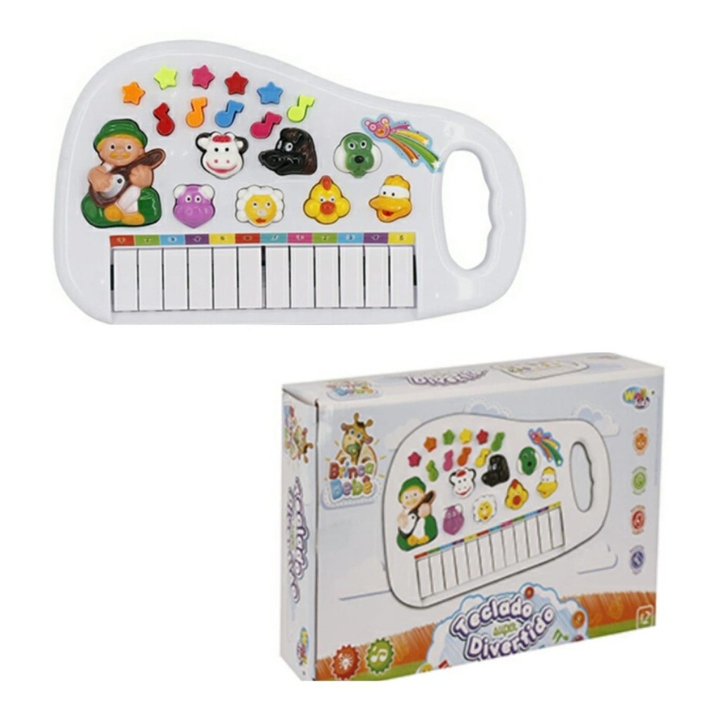 Piano Infantil Teclado Instrumento Musical Brinquedo Com Microfone Luz E 10  Sons E Ritmos em Promoção na Americanas, teclado infantil com microfone 