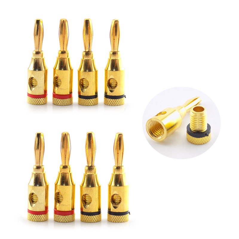 10pcs Plugue De Banana 4mm Conectores Banhados A Ouro Cobre Musical Altifalante De Áudio Pino De Cabo