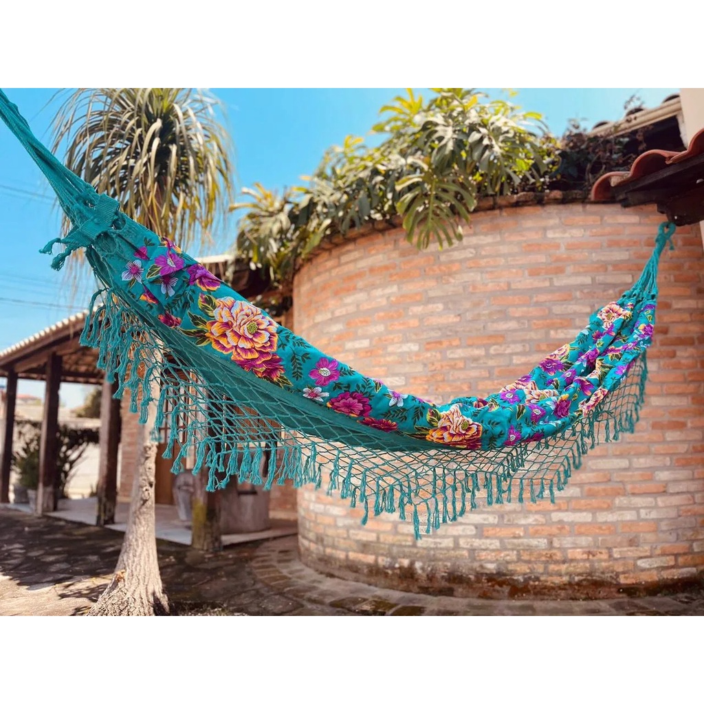 Rede de Descanso / Dormir Algodão Forrada com Chita - Tifanny em Oferta na Shopee