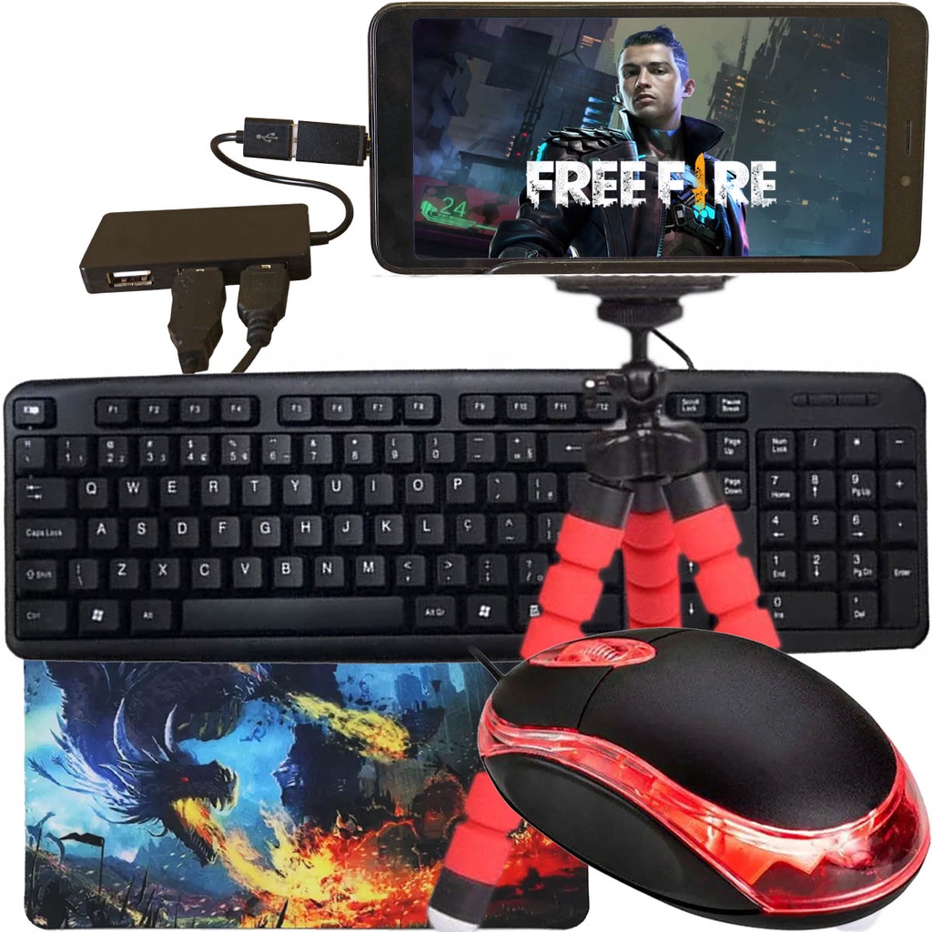 Kit Mobilador Gamer Completo Promoção Para Celular Com Teclado + Mouse Óptico