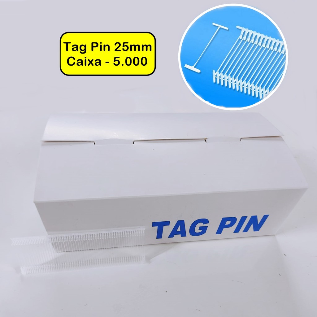 Pino Tag Pin Para Fixação De Etiquetas De 25 mm Com 5000 Unidades em Oferta na Shopee