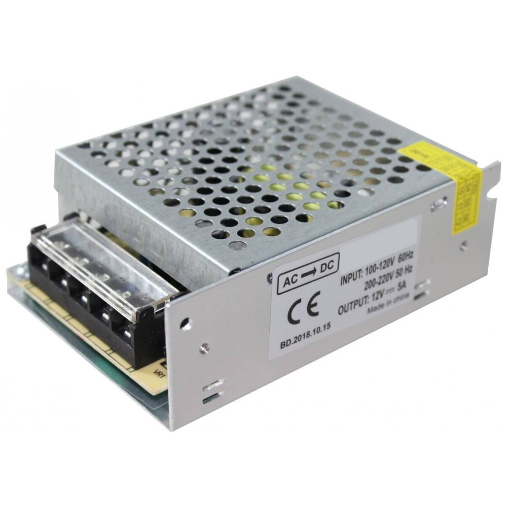 Fonte de Alimentação Chaveada 12V 5A 60W Colmeia Bivolt 100-220V Estabilizada