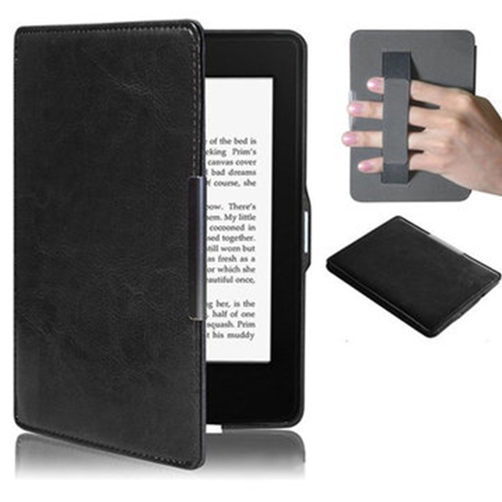 Kepuch Coque Cuir PU Pour Kindle Paperwhite 1/2/3 (2012-2016) - Housse Protection Magnétique Noir