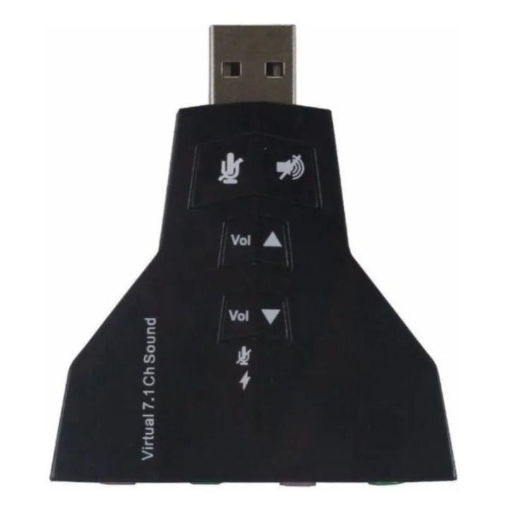 Placa De Som Usb Adaptador Áudio 7.1 Com P2 Pc Notebook