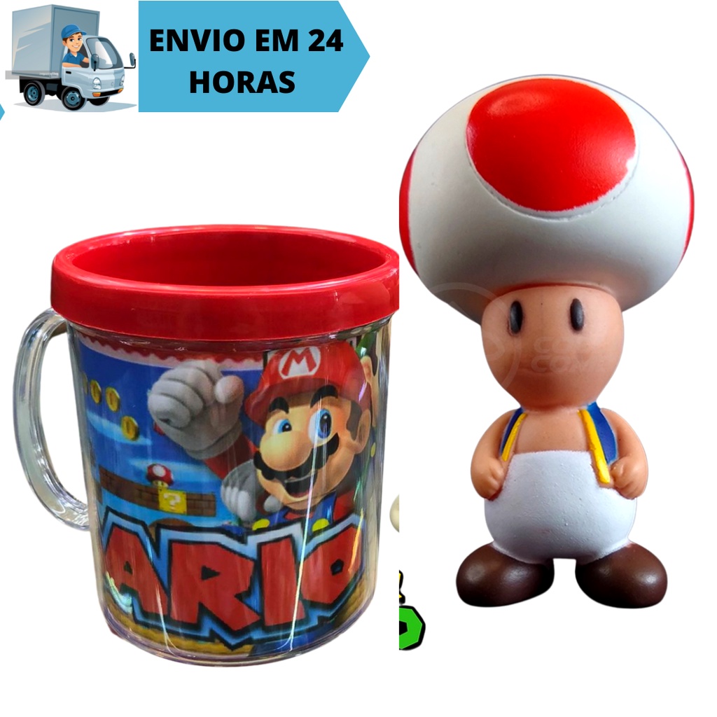 Kit Conjunto Boneco Colecionável Toad Articulado 10cm + Caneca Personalizada Super Mario World 350ml em Oferta na Shopee