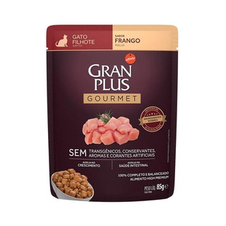 Racao Umida Gran Plus Gour Gatos Filhotes Frango Sache 85gr em Oferta na Shopee