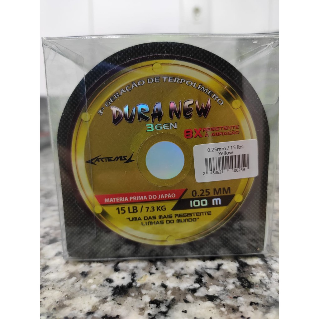Linha Monofilamento 0,25mm Dura New (duranium) Amarela 100m