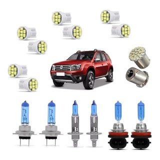 Kit Lampada Super Branca + Led Farol + milha Renault Duster