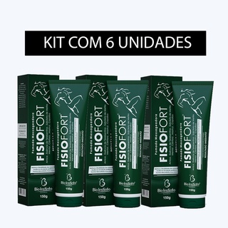 6 Pomadas Massageadora Fisiofort Verde 150g Bio Instinto