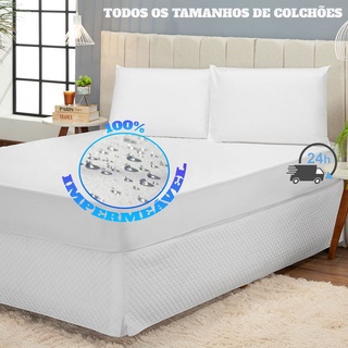Capa de Colchão Impermeável Com Elástico Lençol Protetor para Cama Box Solteiro Casal Queen King Berço Travesseiro