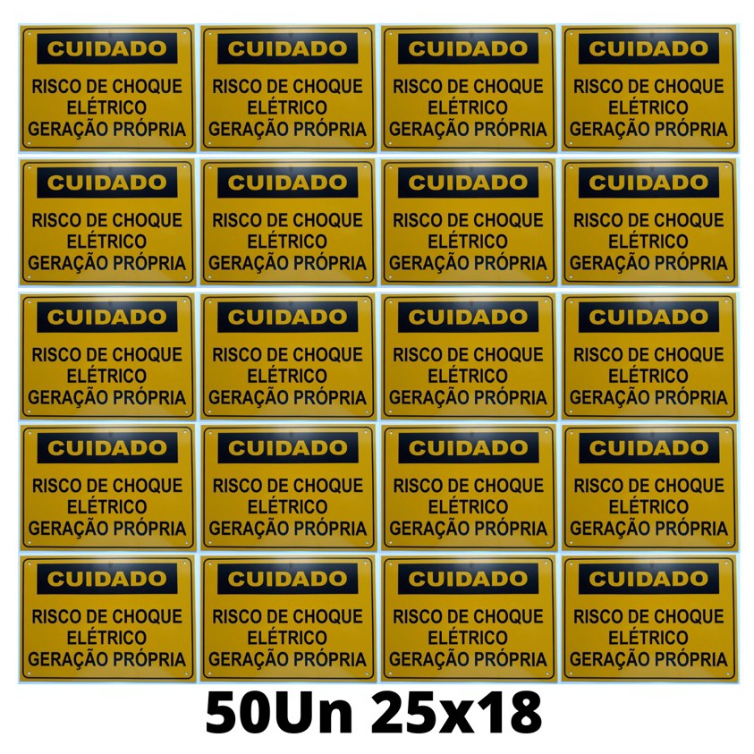 Placa Cuidado - Geração Própria - Padrão Energisa, Cemig, Enel Goias, Eletrobras - Tam 25x18 c/ 50un