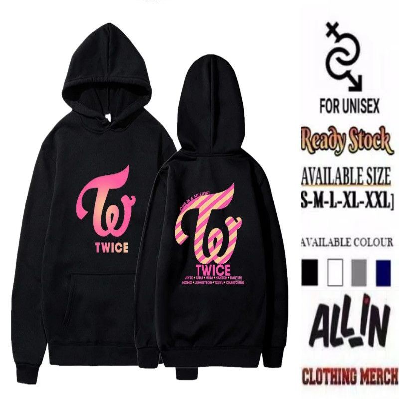 Japanese And Korean Style Twice One A Million Tw Twice One Million Tw Bahan Men Hand Printed Pullover Hoodie Cotton Sweatshirt Shopee Brasil