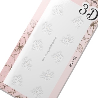 Adesivo 3D-Flor branca delicada-3D 1399