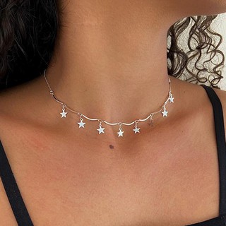 Choker gargantilha Estrelinha Estrela feminino Folheado A Prata 925