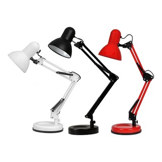 Luminária abajur de mesa articulada base e garra 2 em 1 BRANCO, VERMELHO E PRETO