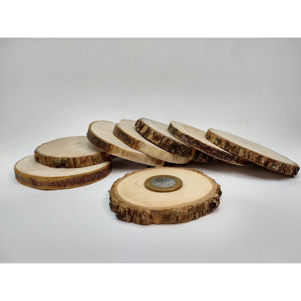 Kit 6 Bolacha Enfeite Tronco de Madeira Rústica P/ Decoração