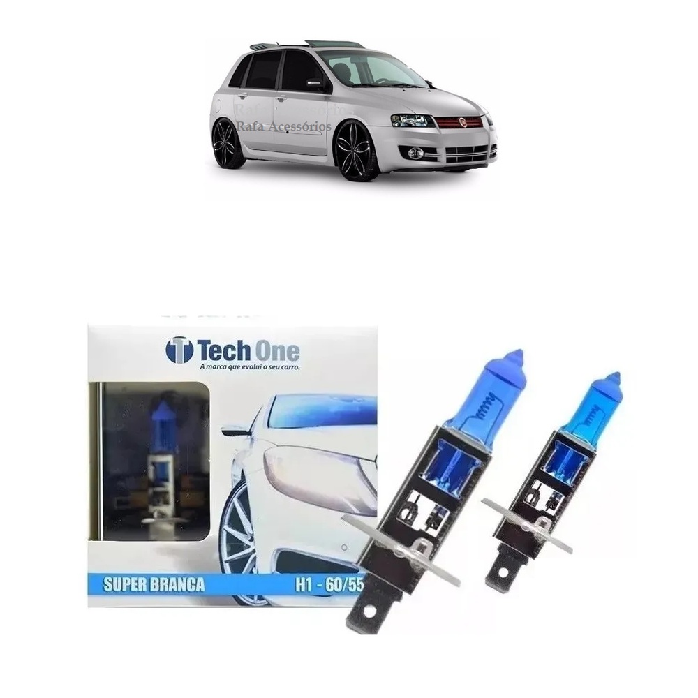 Par Lampada Super Branca H1  8500k Farol Milha Fiat Stilo