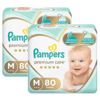 Kit Fralda Pampers Premium Care Jumbo Tamanho M com 160 unidades em Oferta na Shopee