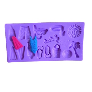 F930 Molde De Silicone Praia Mar Sol Para Decorar