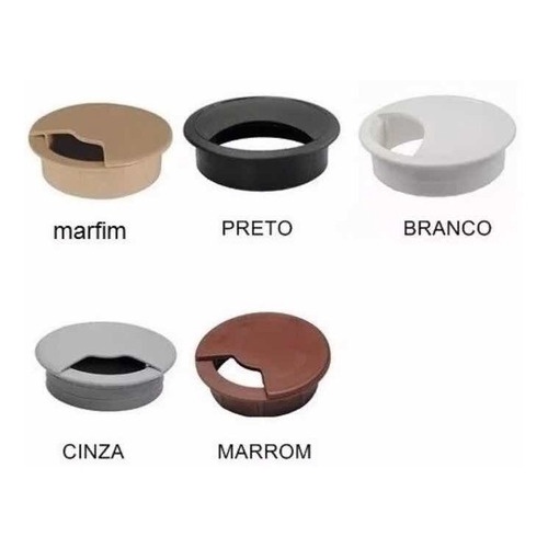 Kit 5 Passa Fio 46mm + 1 Passa Fio 59mm Branco