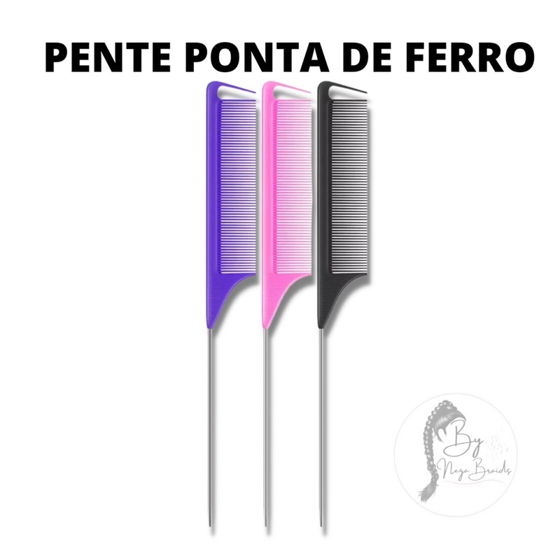 Pente cabo de ferro profissional, pente para cabelo, tranças nagô, divisão limpa, acessórios para tranças