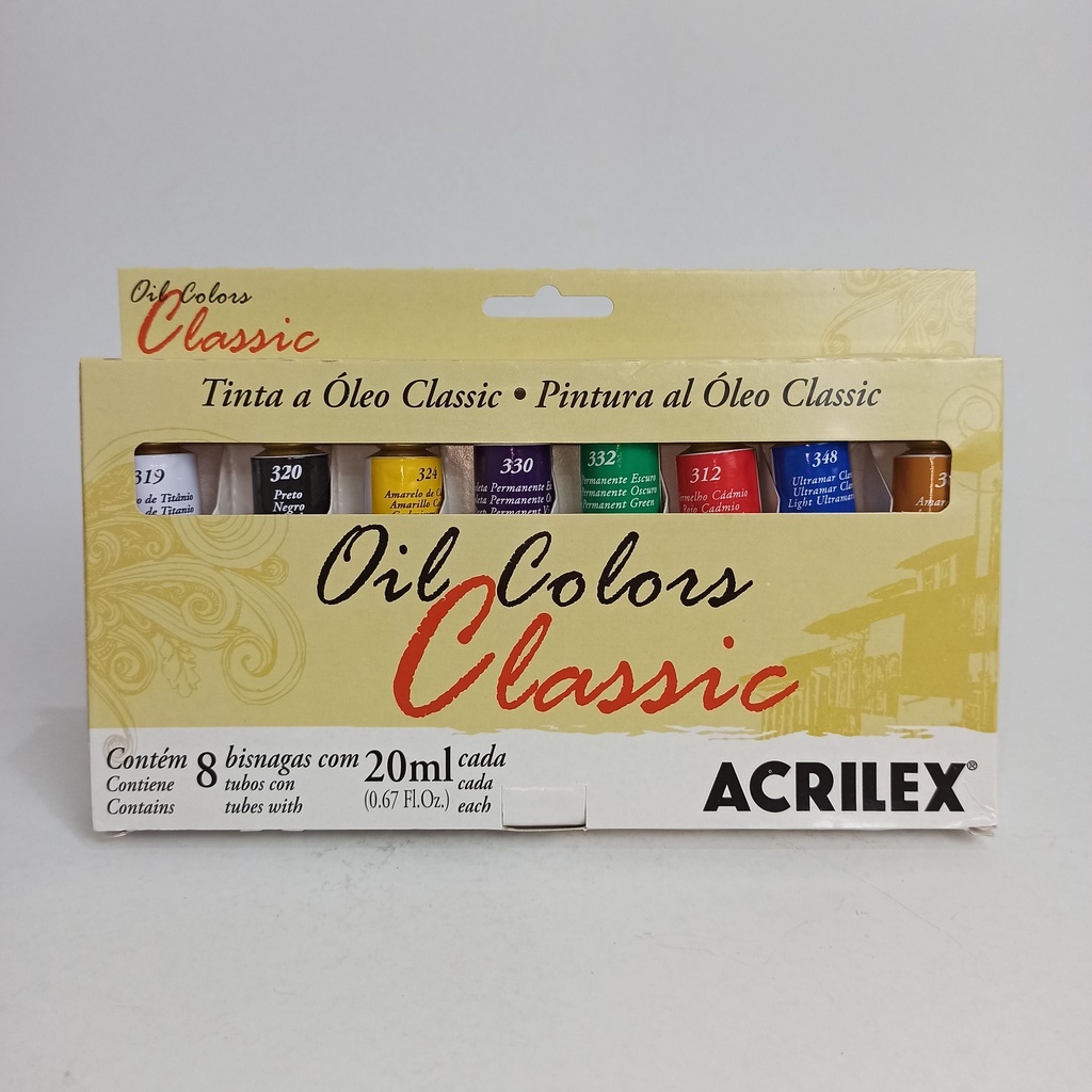 KIT OIL COLORS CLASSIC ACRILEX - 8 CORES